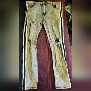 Grey and Black and White Striped Rue21 Premium Skinny Jeans